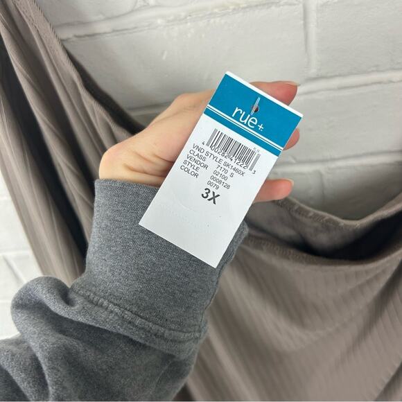 Rue 21 Plus Size Mocha Ribbed Knit Top & Pants Lounge Set Size 3X - Picture 5 of 13